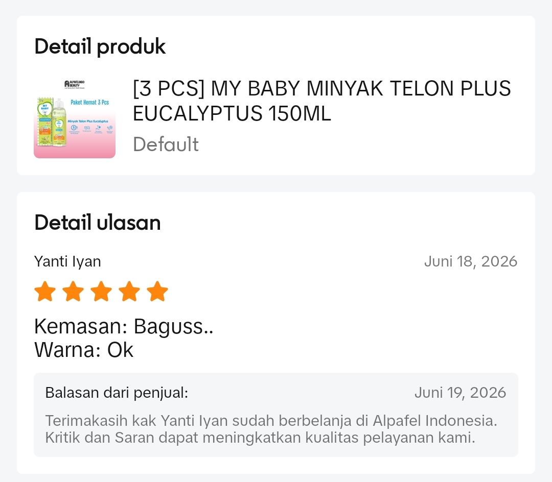 Ulasan Baby Care dari Yanti Iyan