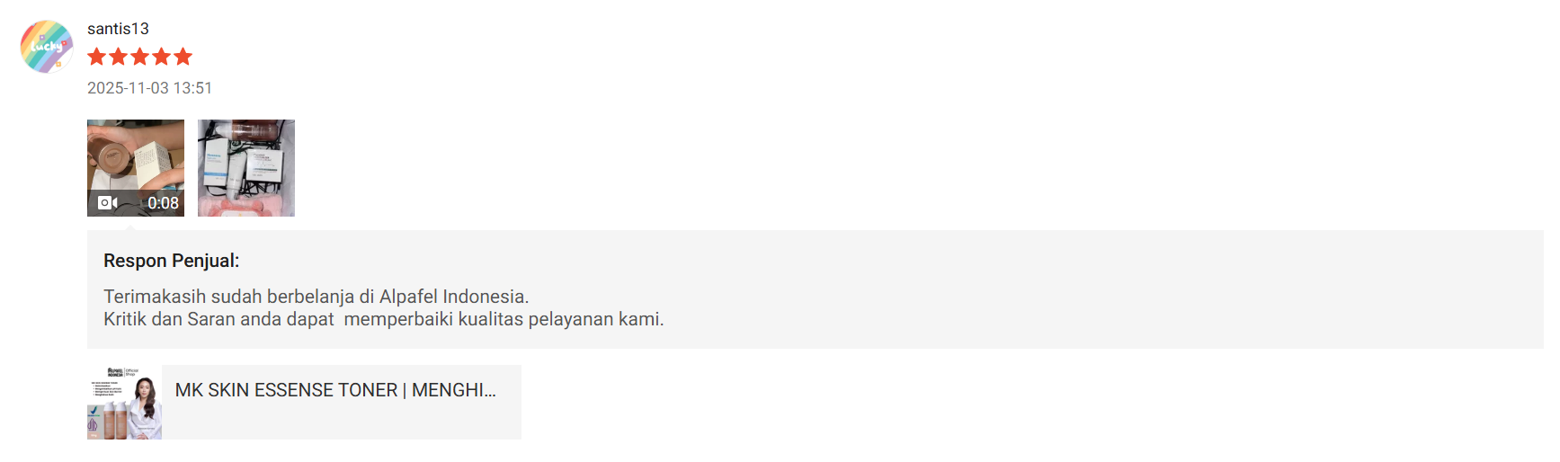 Ulasan Shopee Santi