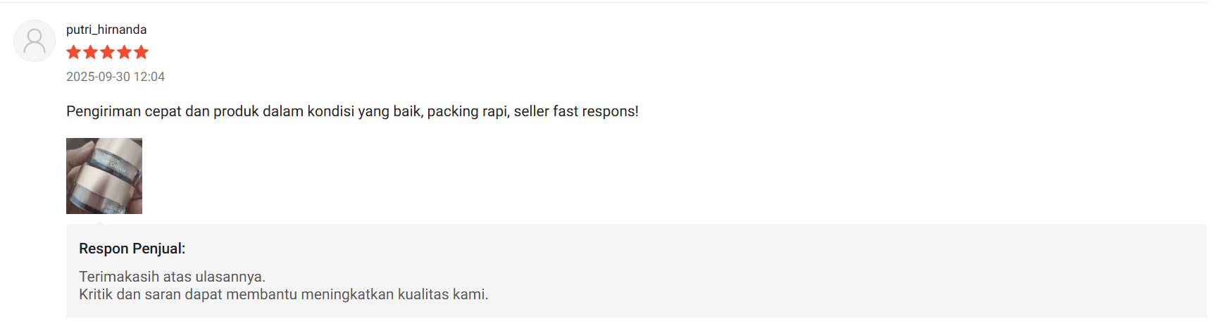 Ulasan Shopee Putri Hirnanda
