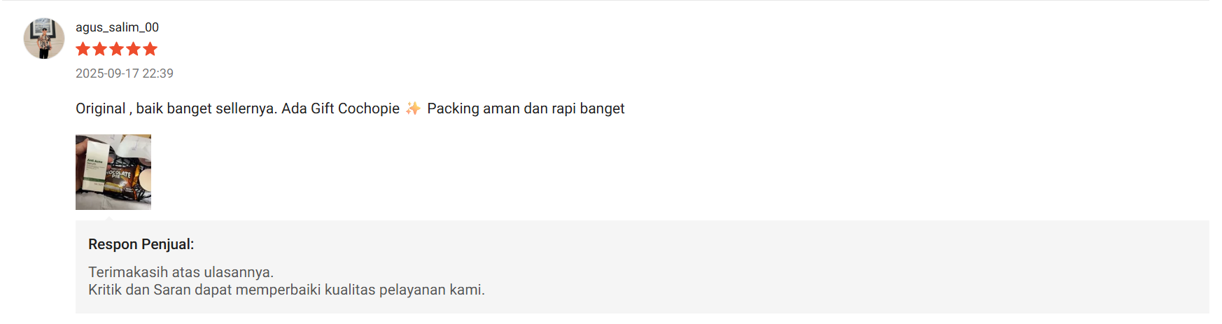 Ulasan Shopee Agus Salim